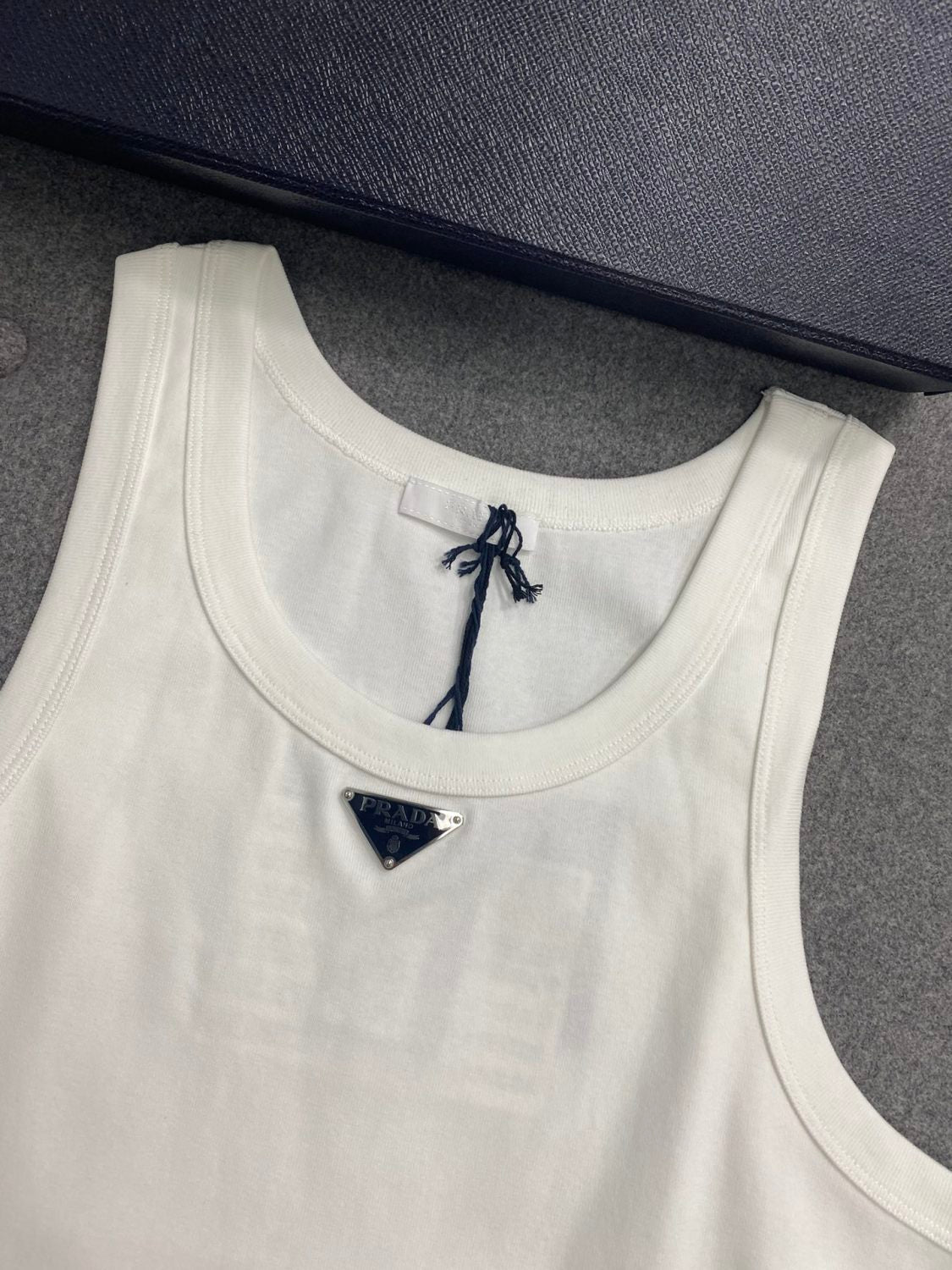 Prada Men's Summer Solid Color Logo Crew Neck Cotton Vest Top #76535