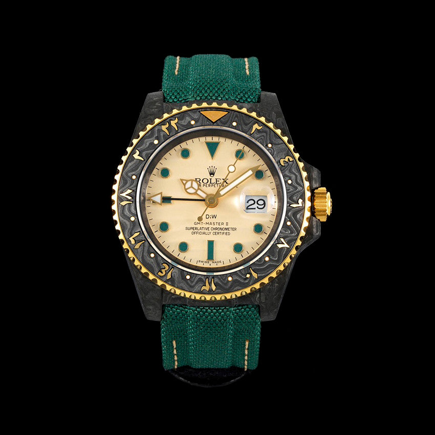 DIW Rolex GMT-Master ll V3 Men's Colour Block Automatic Cotton and Linen Strap Mechanical Watch #76778