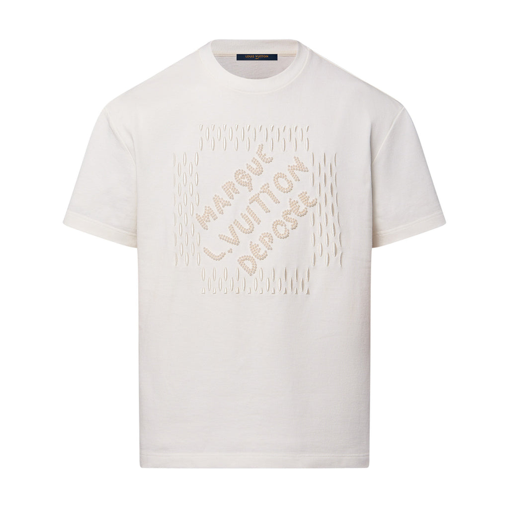 Louis Vuitton Men's Summer Solid Color Letter Beaded Embroidery Casual Round Neck Short Sleeve T-Shirt #72342