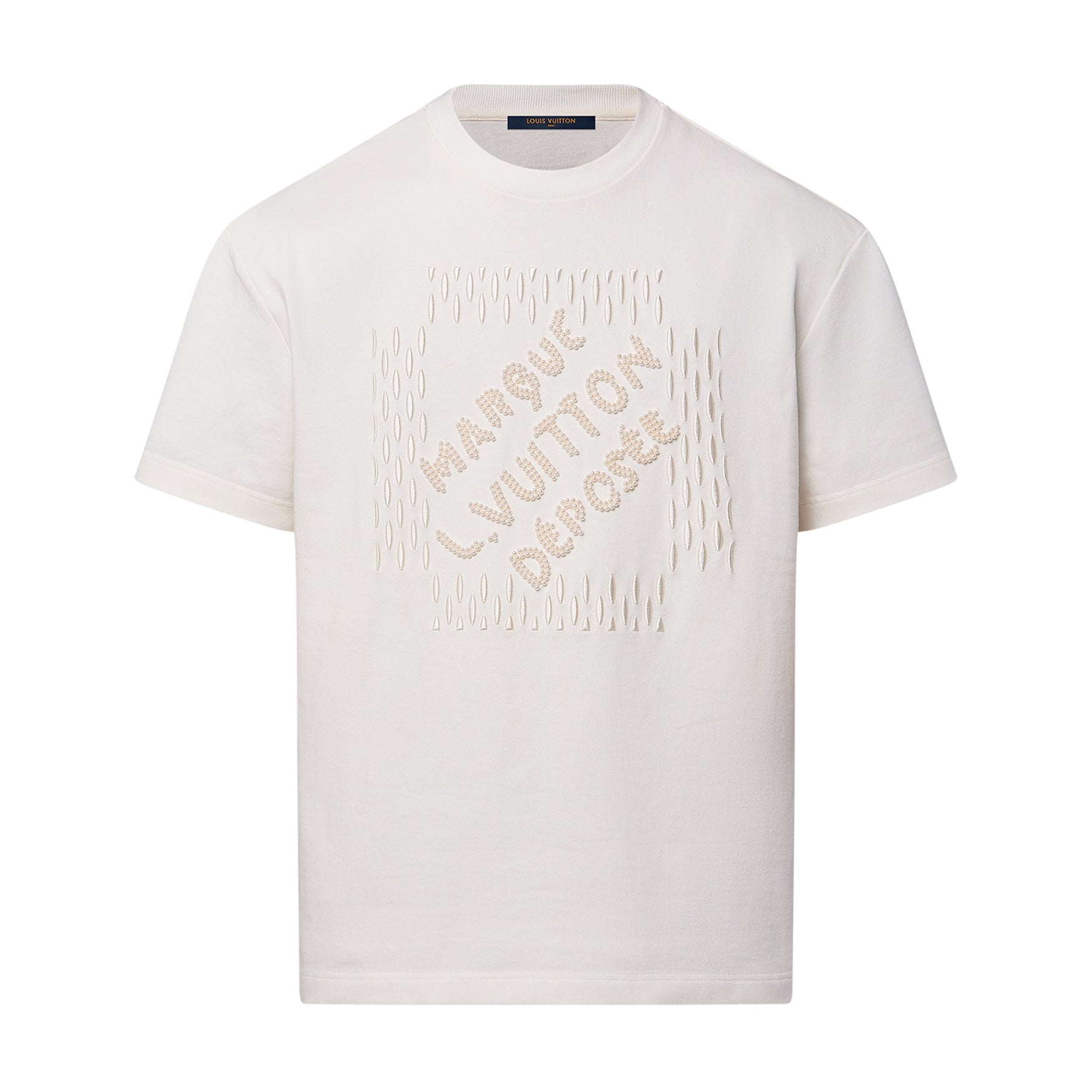 Louis Vuitton Men's Summer Solid Color Letter Beaded Embroidery Casual Round Neck Short Sleeve T-Shirt #72342