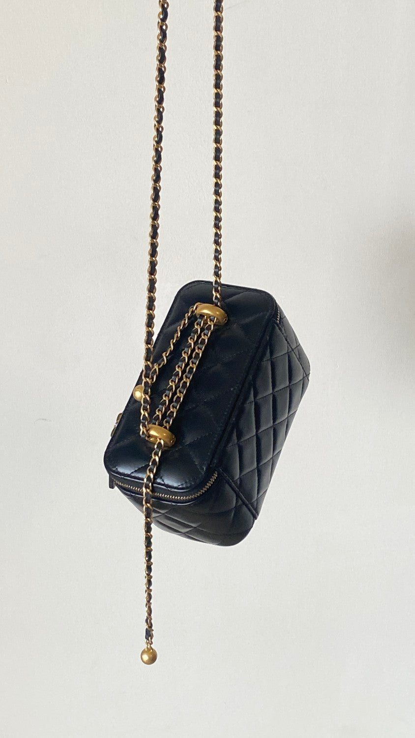 Chanel Women's Classic Fashion Solid Color Logo Sand Gold Buckle Zipper Chain Shoulder Bag Crossbody Bag Bags#78225
