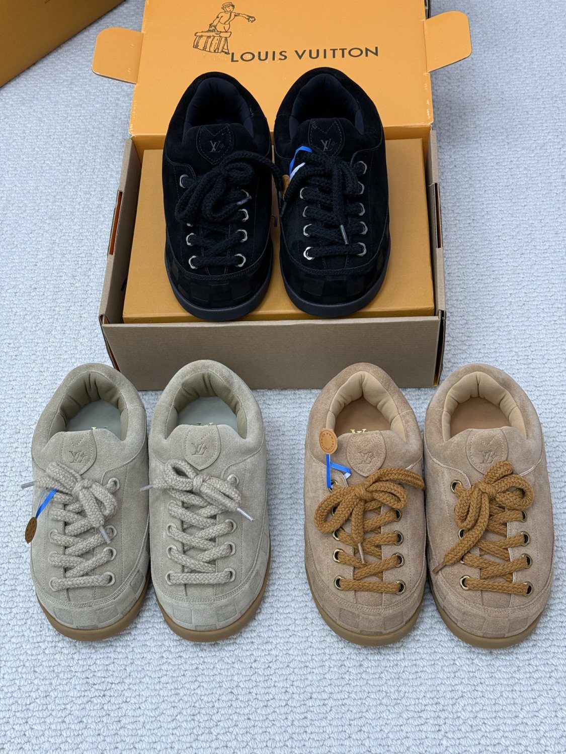 Louis Vuitton Lv Yeti Lace-up Shoes For Men And Women Autumn/winter Printed Patchwork Round-toe Chunky Suede Warm Boots Couples' Shoes #81455