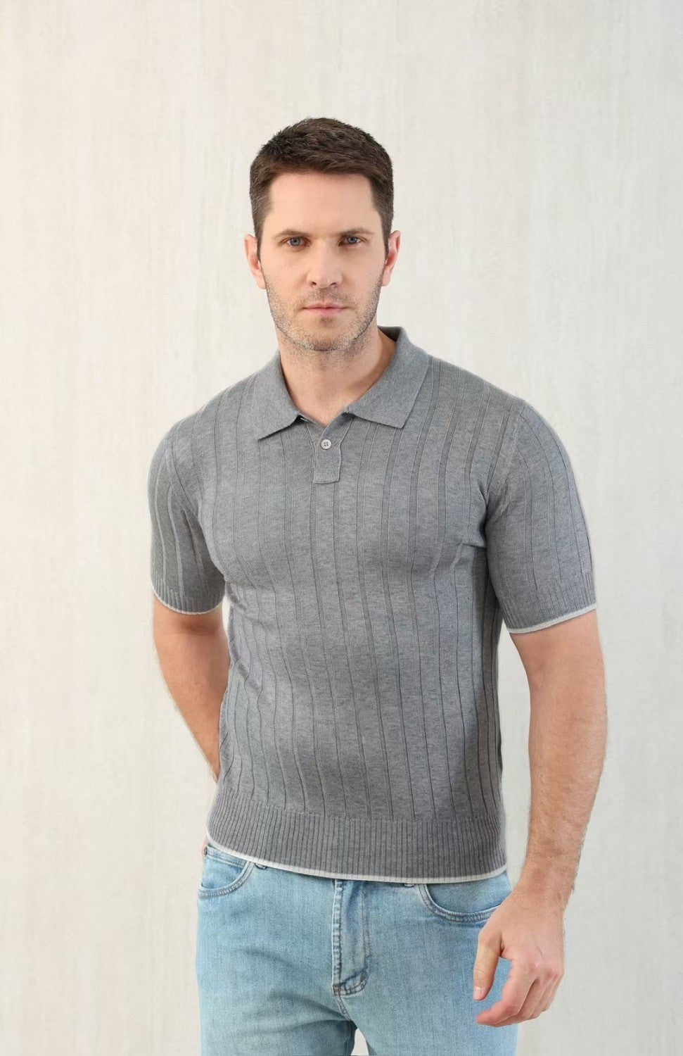 Brunello Cucinelli Men's Spring And Summer Solid Color Lapel Fitted Short Sleeve Polo Shirt Ngvp #1447