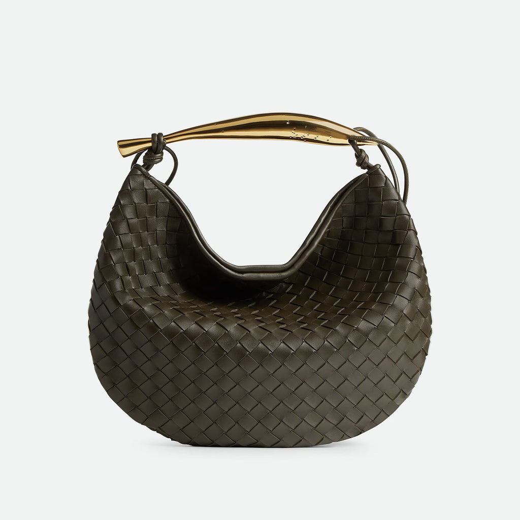Bottega Veneta Women's Solid Color Woven Magnetic Clasp Closure Sheepskin Half Moon Bag Casual Sardine Tote Bags #75432