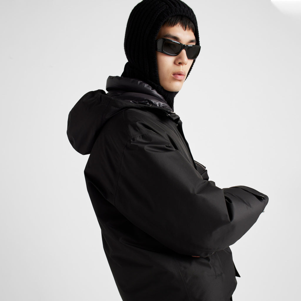 Prada Men's Fall/winter Fashion Casual Solid Color Hooded Zipper Single Button Windproof Down Jacket #79565