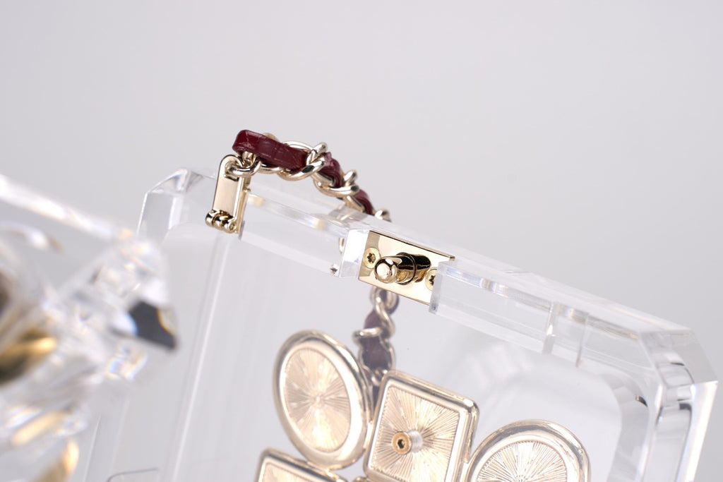Chanel Women's Solid Colour Glass Gemstone Embellished Transparent Acrylic Perfume Bottle Shoulder Bag Bags #77239