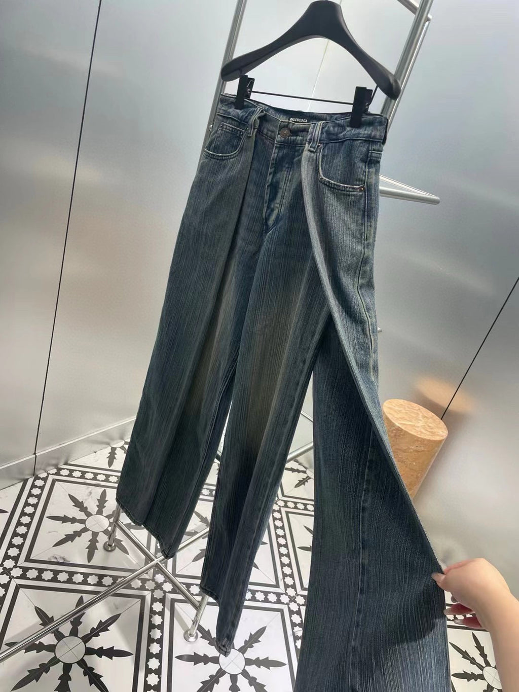 Balenciaga Balenciaga Men's Women's Autumn 2023FW New Double Front Double Leg Jeans Pants #97463