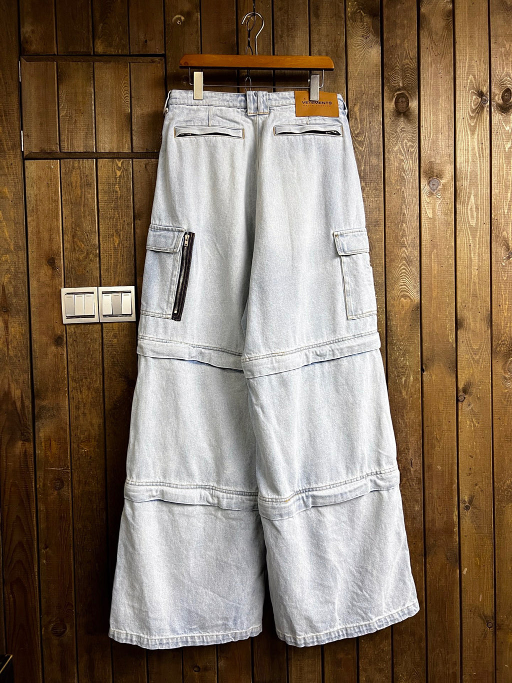 Vetements Men's All Season Cotton Solid Color Loose Straight Patchwork Denim Trousers Ngvp #6962