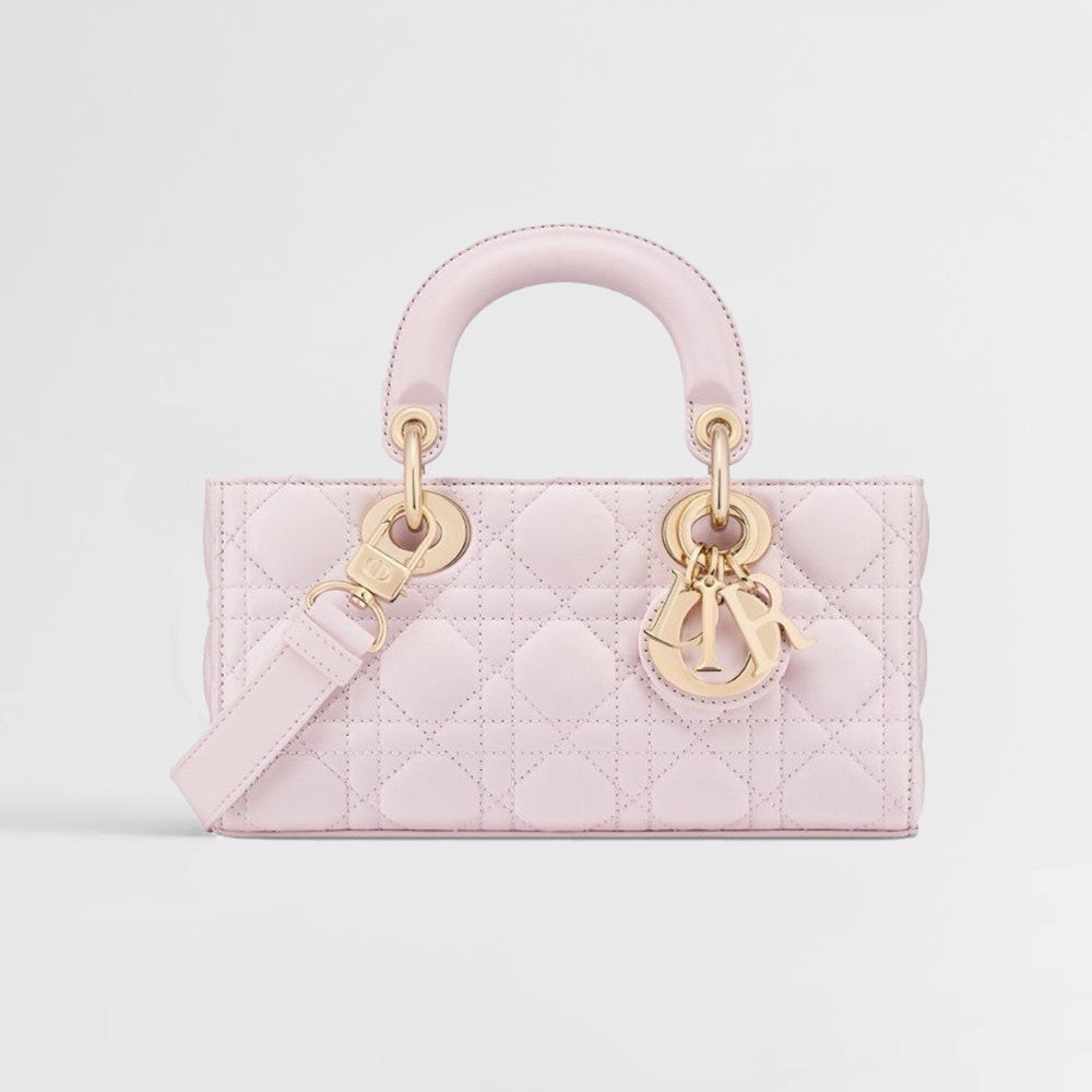 Dior Small Lady D-Joy Handbag In Black Matte Calfskin With Wicker-weave Pattern Pink Lambskin Princess Bag Elegant Crossbody Design Bags M0613ONGE_M900 #197191