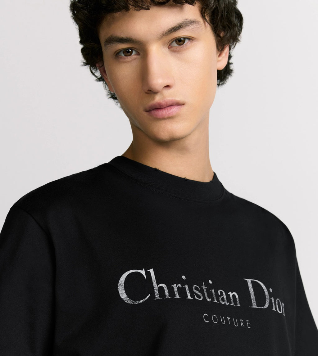 Dior Summer Men's And Women's Fashion Casual Crew Neck Pullover Solid Color Christian Dior Couture Print Relaxed Fit Cotton Short Sleeve T-Shirt #79157