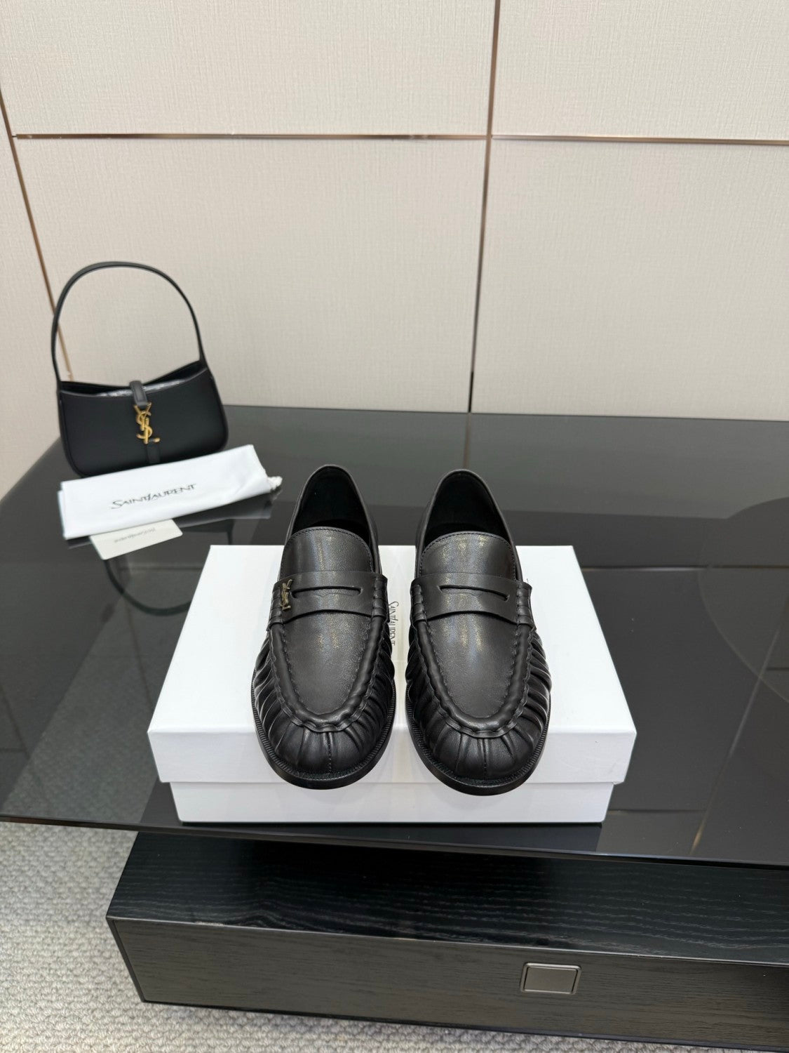 Saint Laurent Women's Autumn/Winter Fashion Casual Sheepskin Suede Round Toe Slip On Flat Loafers Casual Shoes #78376
