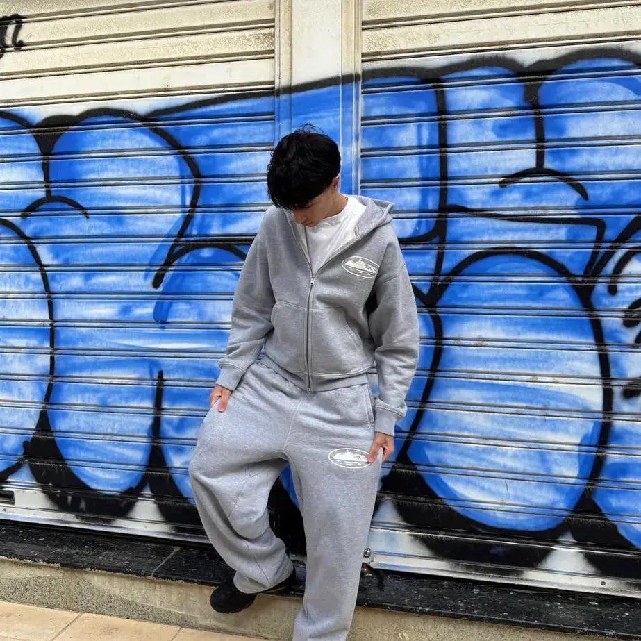 Corteiz Alcatraz Crtz Zip-Up Tracksuit Grey