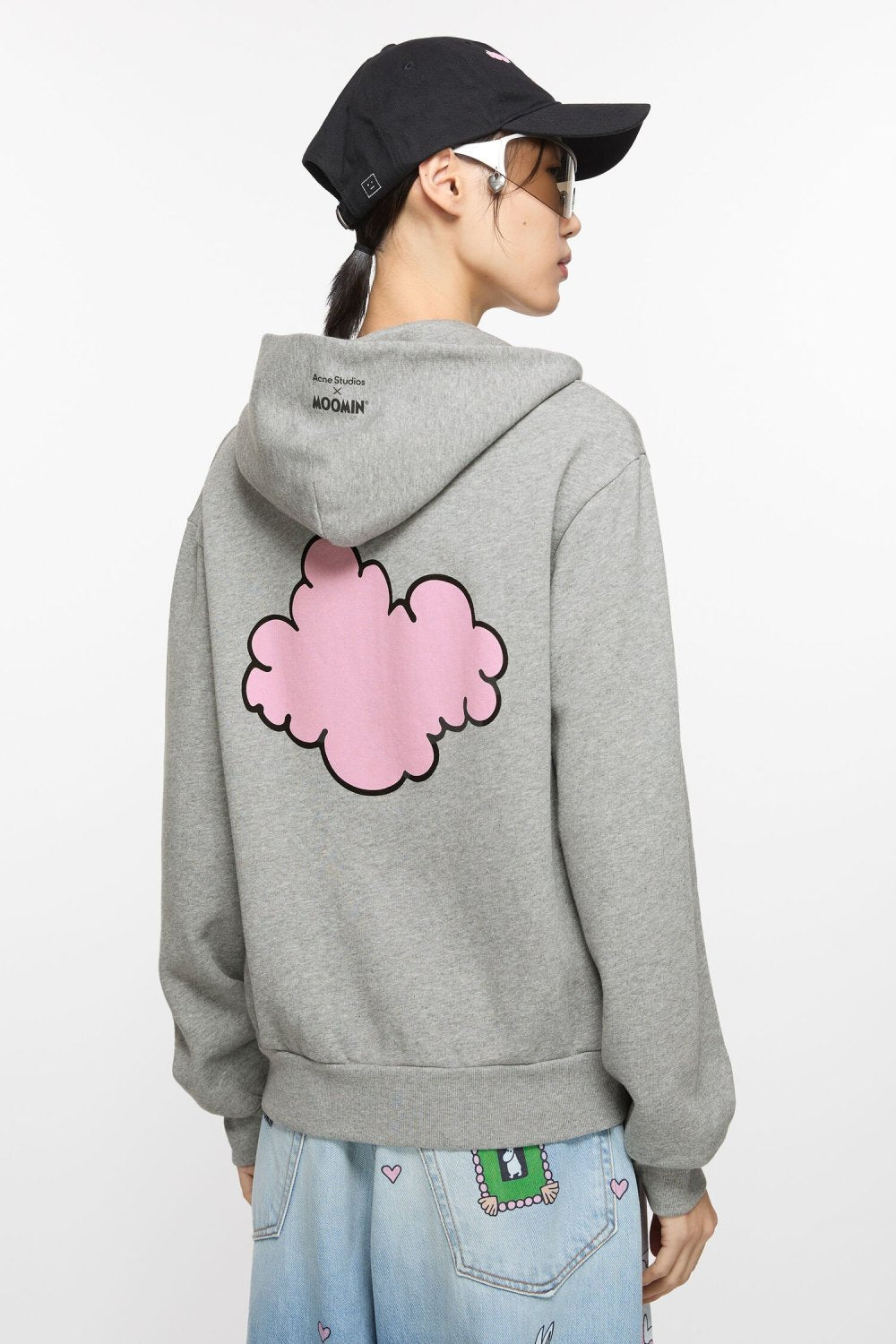 Acne Studios X Moomin Artist Tove Jansson Cartoon Print Fashion Trend Gray Hooded Zipper Sweatshirt  Fall Winter Ngvp #2653
