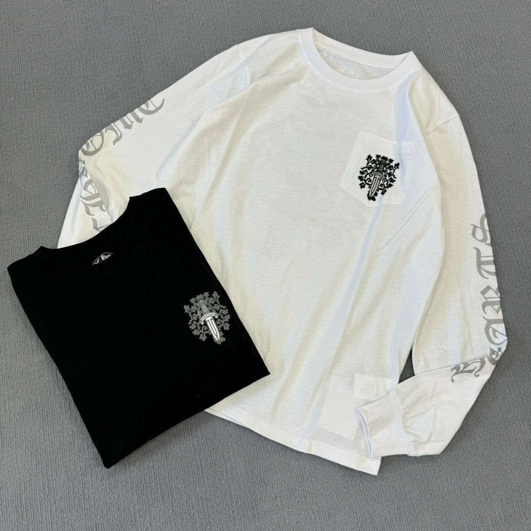 Chrome Hearts Men's Women's Summer Chao Printed Embroidered Letters Long-Sleeved T-Shirt Men And Women Loose Cotton Bottoming Shirt Tops #76433