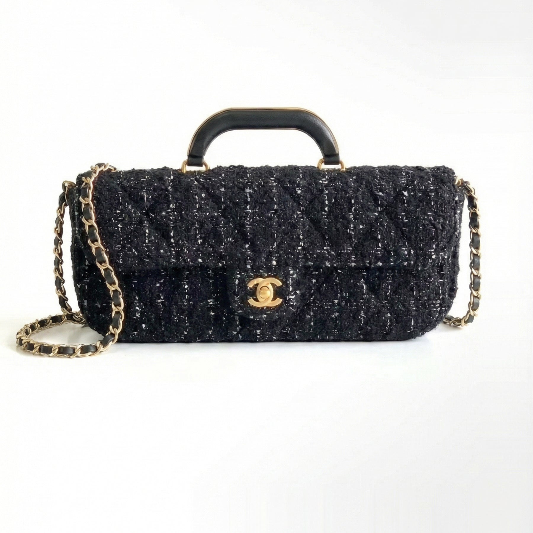 Chanel Tweed Handle Flap Bags Tote Bag Fashionable And Versatile Evening Clutch Luxurious Women's Handbag #82445A