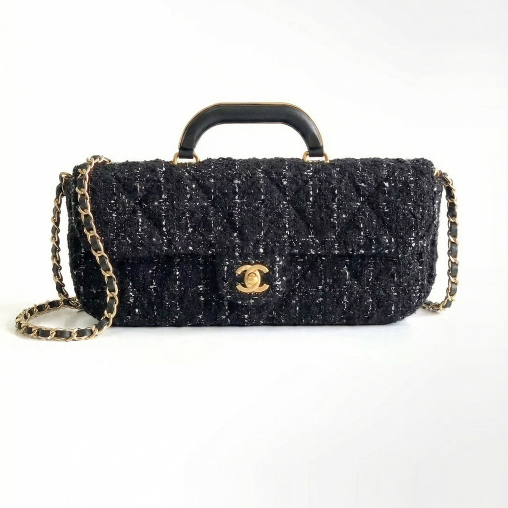 Chanel Tweed Handle Flap Bags Tote Bag Fashionable And Versatile Evening Clutch Luxurious Women's Handbag #82445A