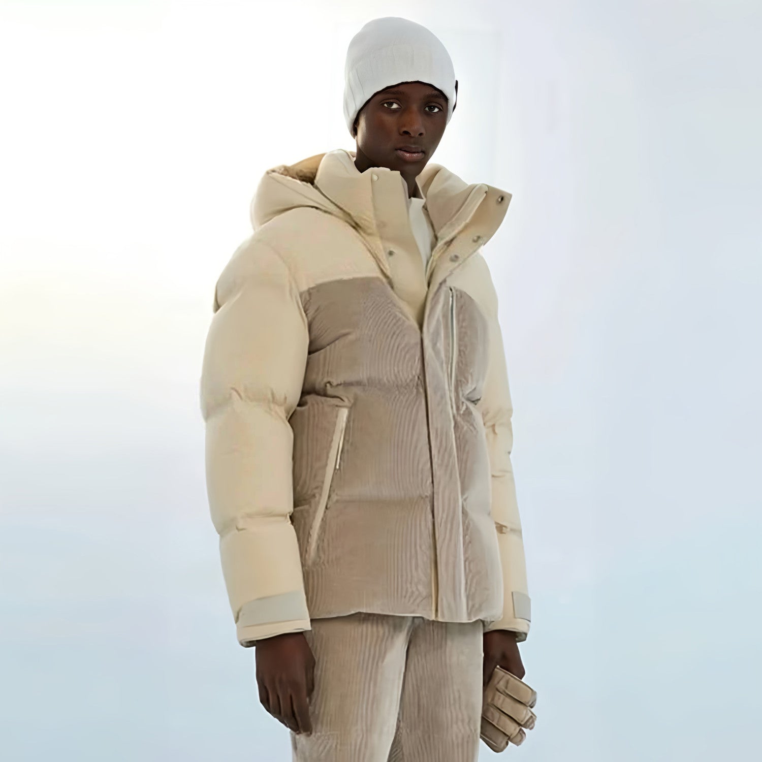 Ermenegildo Zegna Men's Fall And Winter Color Blocking Down Jacket 90 White Duck Down Warm Loose Hooded Zipper Thick Jacket  Ngvp #2423