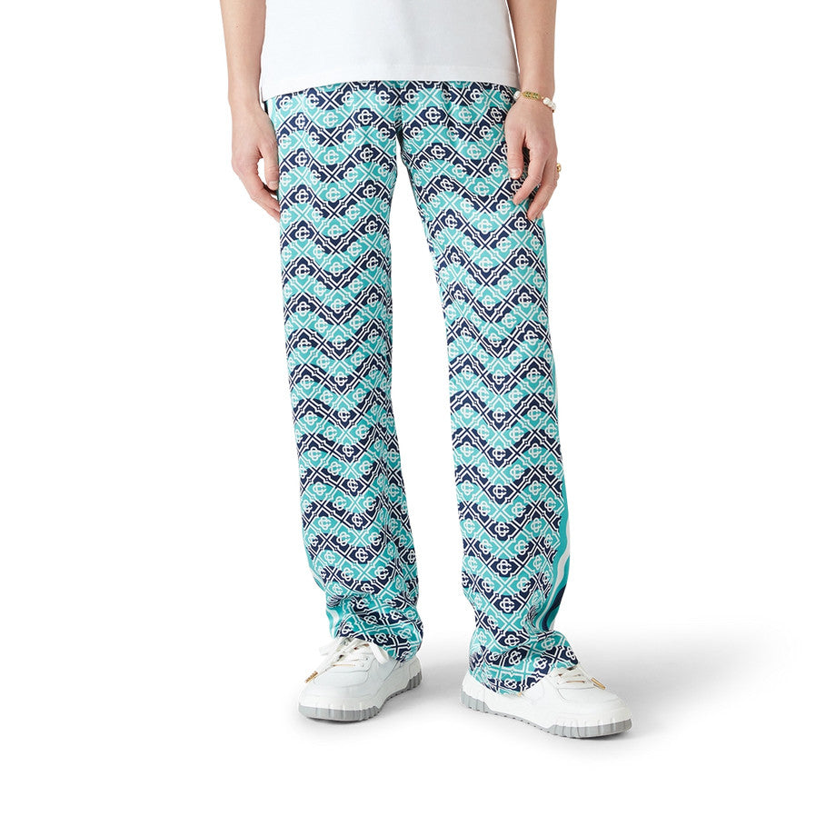 Casablanca Men's and Women's Fashion Casual Full Print Logo Silk Long Sleeve Shirt Elastic Drawstring Waist Full Print Logo Silk Long Pants Suit Set #78594