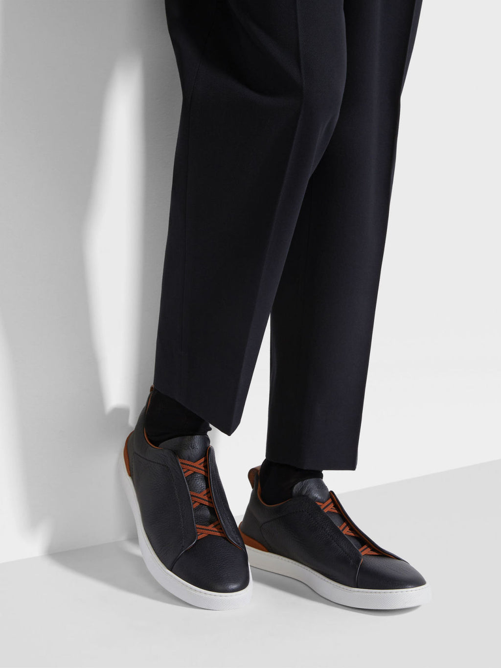 Ermenegildo Zegna TRIPLE STITCHâ„?SECONDSKIN Luxury Casual Shoes Men's All-Season Genuine Leather Fashion Footwear Lace-Free Comfort Shoes #81456