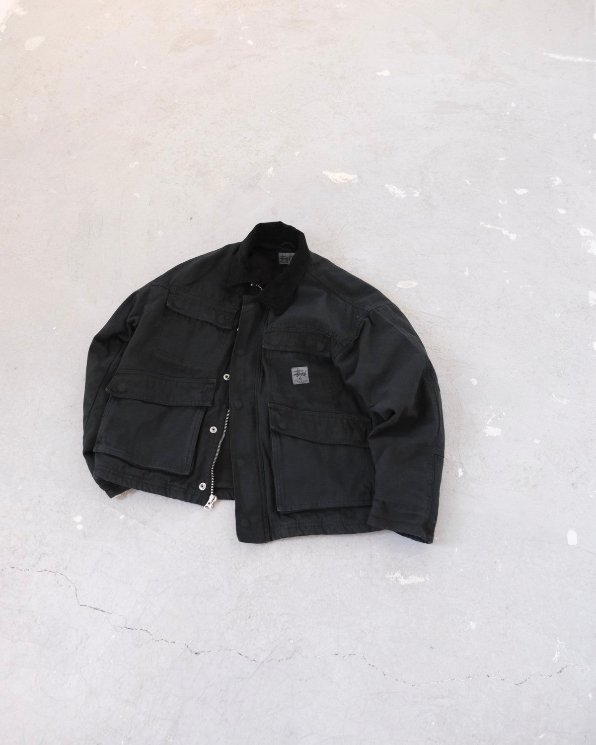 Stussy Men's Autumn and Winter Solid Color Pocket Zipper Warm Workwear Long Sleeve Jacket #73616