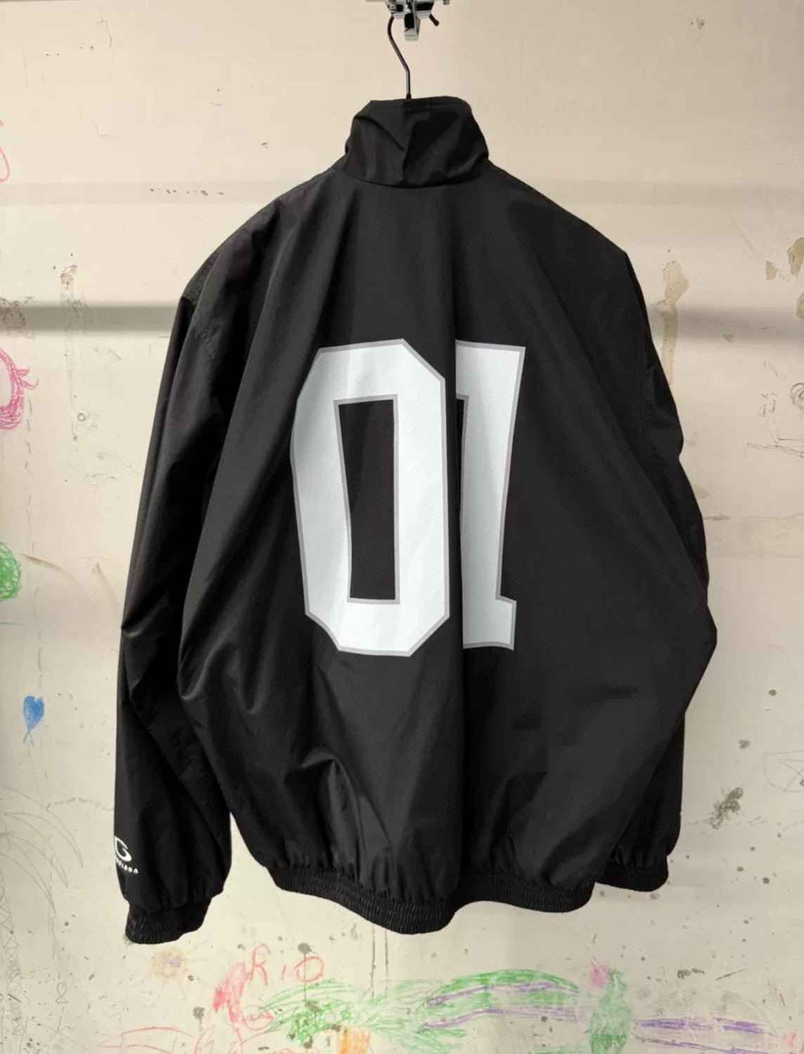 Balenciaga Basketball Series Men's Spring And Fall Black Technology Poplin Sports Zipper Long Sleeved Jacket #75789