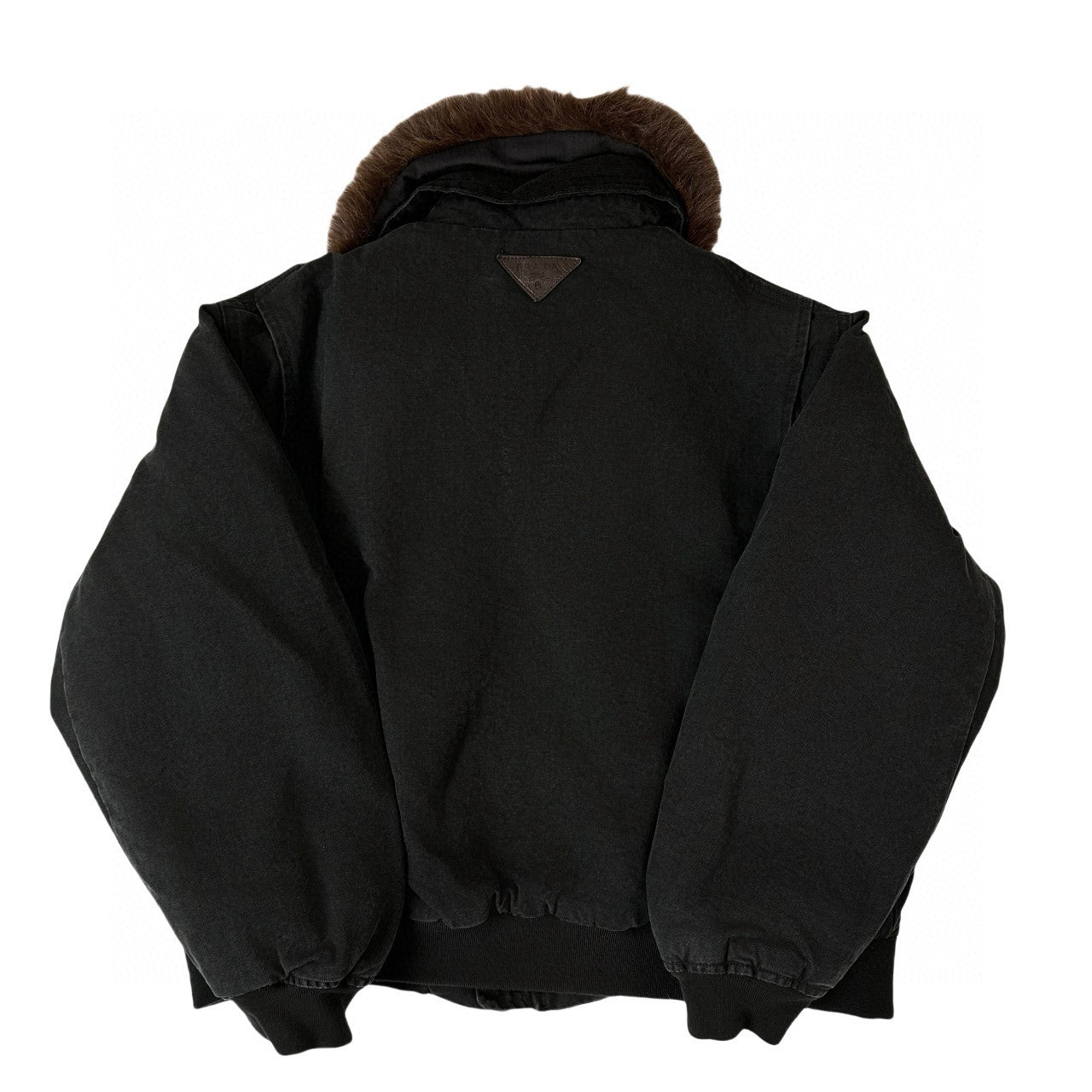 Prada Men's Fall And Winter Hair Collar Black Cotton Jacket Fashion Trend Warm Casual Zipper Short Jacket Coat Ngvp #2196