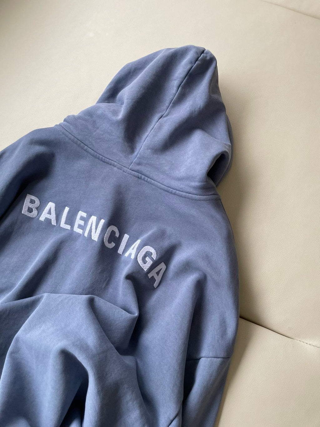 Balenciaga Men's Spring and Fall Blue Tie-Dye Gradient Embroidered Logo Regular Fit Hooded Sweatshirt Pullover #98388