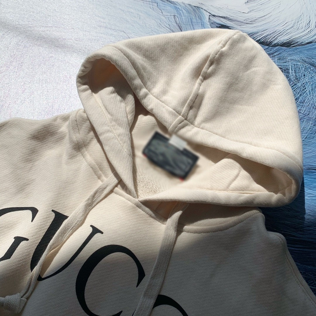 Gucci Men's Spring And Autumn Cotton Logo Printed Solid Color High Street Style Fitted Long Sleeve Hooded Sweatshirt #71448
