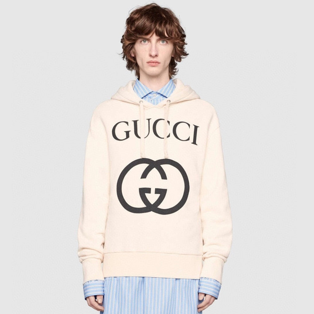 Gucci Men's Spring And Autumn Cotton Logo Printed Solid Color High Street Style Fitted Long Sleeve Hooded Sweatshirt #71448