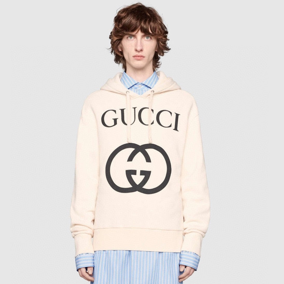 Gucci Men's Spring And Autumn Cotton Logo Printed Solid Color High Street Style Fitted Long Sleeve Hooded Sweatshirt #71448