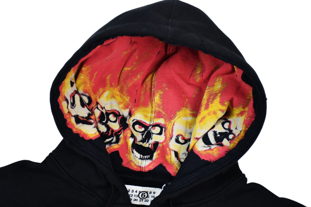 SUPREME X MM6 MAISON MARGIELA Men's Spring/Autumn Solid Colour Letter Print Hooded Skull Ghost Fire Print Zipper Long Sleeve Hooded Jacket #77861