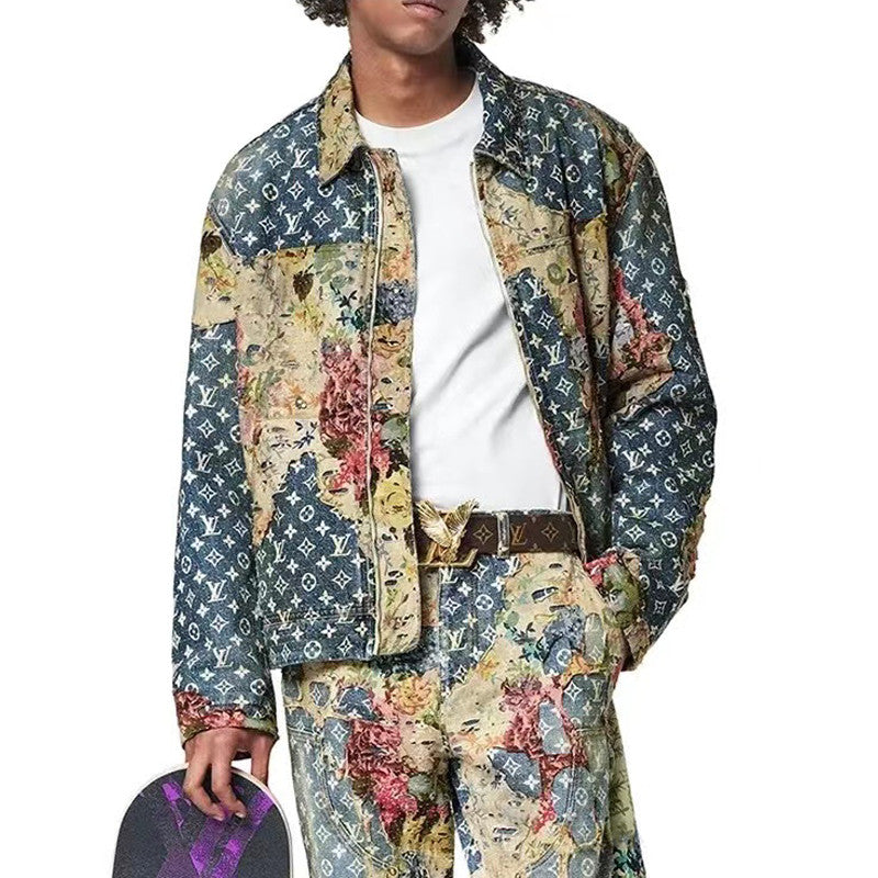 Louis Vuitton Floral Print Denim Zip Jacket #96522