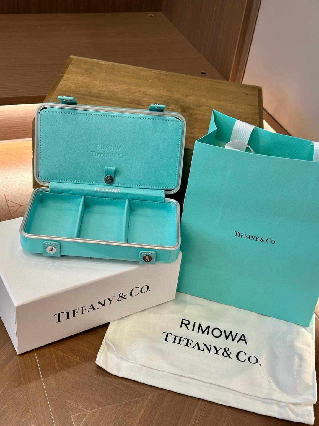 Rimowa x Tiffany & Co. Men's Women's Alphabet Logo Polycarbonate Organizer Tiffany Blue Jewelry Storage Boxes #71936