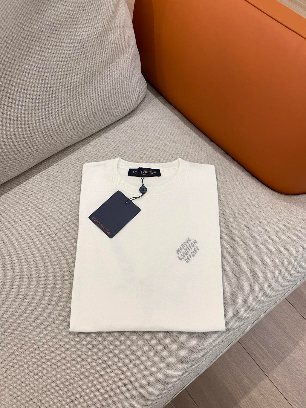 Louis Vuitton Men's Summer White Cotton Jersey Fabric Round Neck Short Sleeve T-shirt #99328