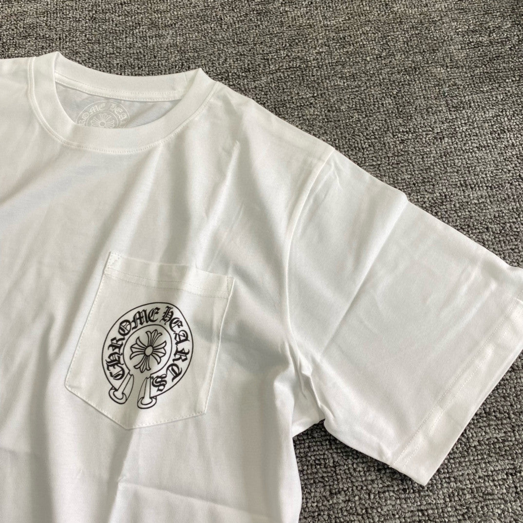Chrome Hearts Men's Summer Colourful Sanskrit Print Solid Round Neck Cotton Short Sleeve T-Shirt #76815