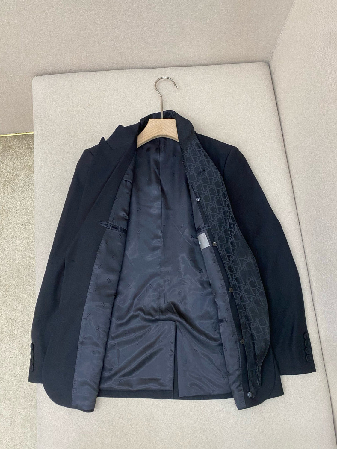 Dior Men's Autumn/Winter Solid Color Classic Lapel Single-Breasted Wool Twill Fabric Twill Print Casual Long Pants Blazer Jacket Suit Set #78244