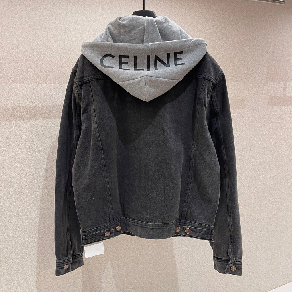 Celine Denim Hooded Jacket Black #95173