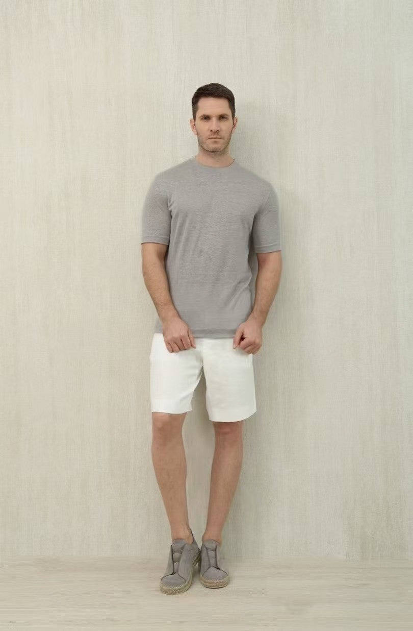 Ermenegildo Zegna Men's Summer Mid Waist Straight Solid Color Linen Casual Shorts Ngvp #1234