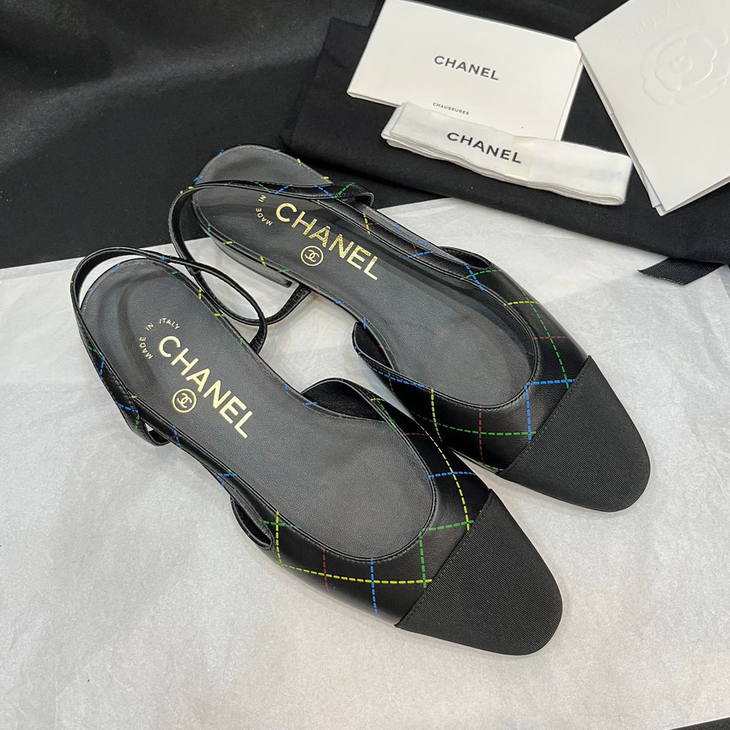 Chanel Women's Spring Summer Solid Colour Leather Round Toe Ballet Sandal Shoes #77255