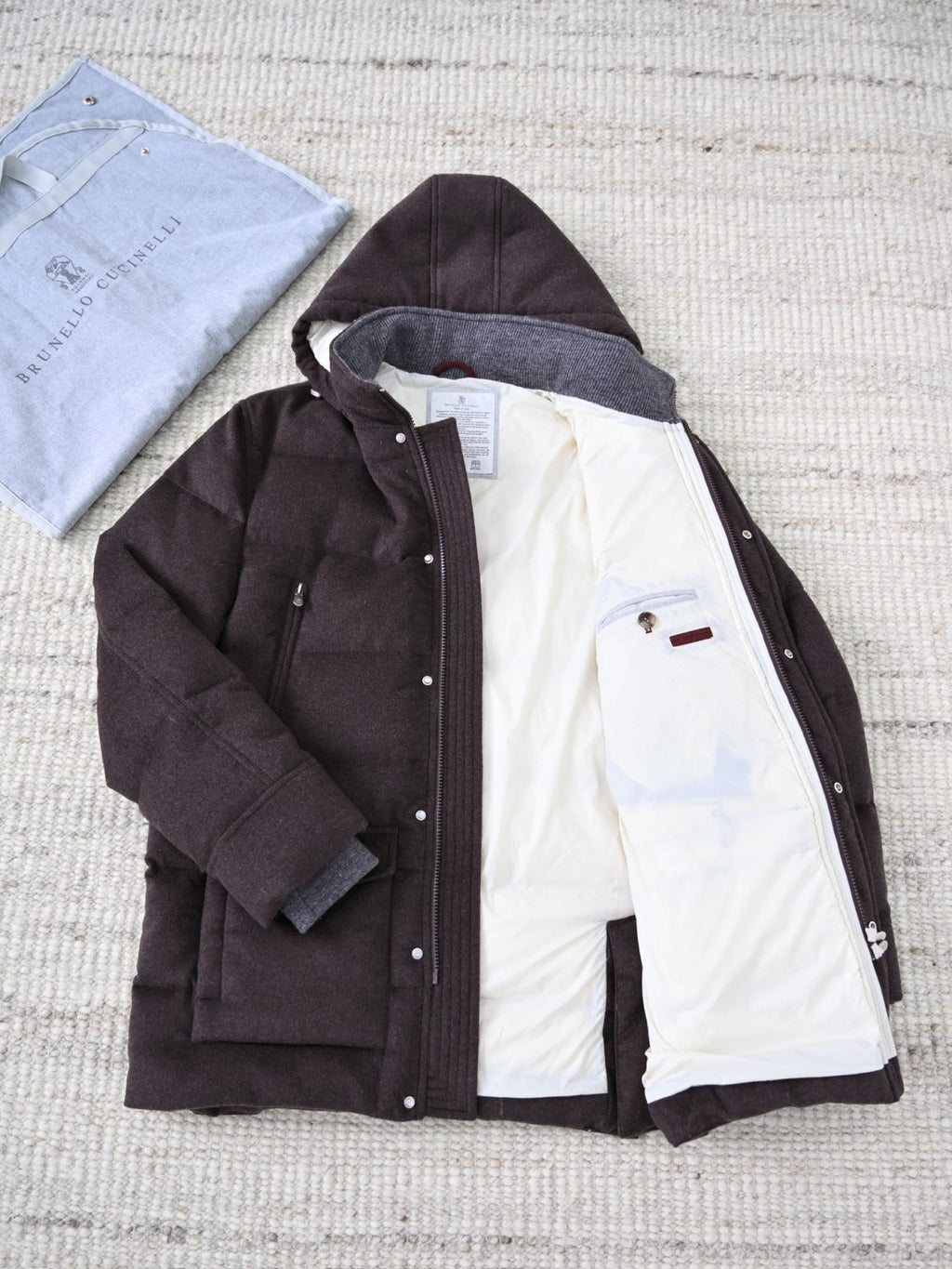 Brunello Cucinelli Wool Down Jacket For Man In Indigo #333203