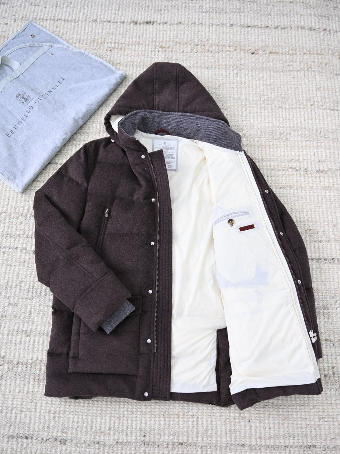 Brunello Cucinelli Wool Down Jacket For Man In Indigo #333203
