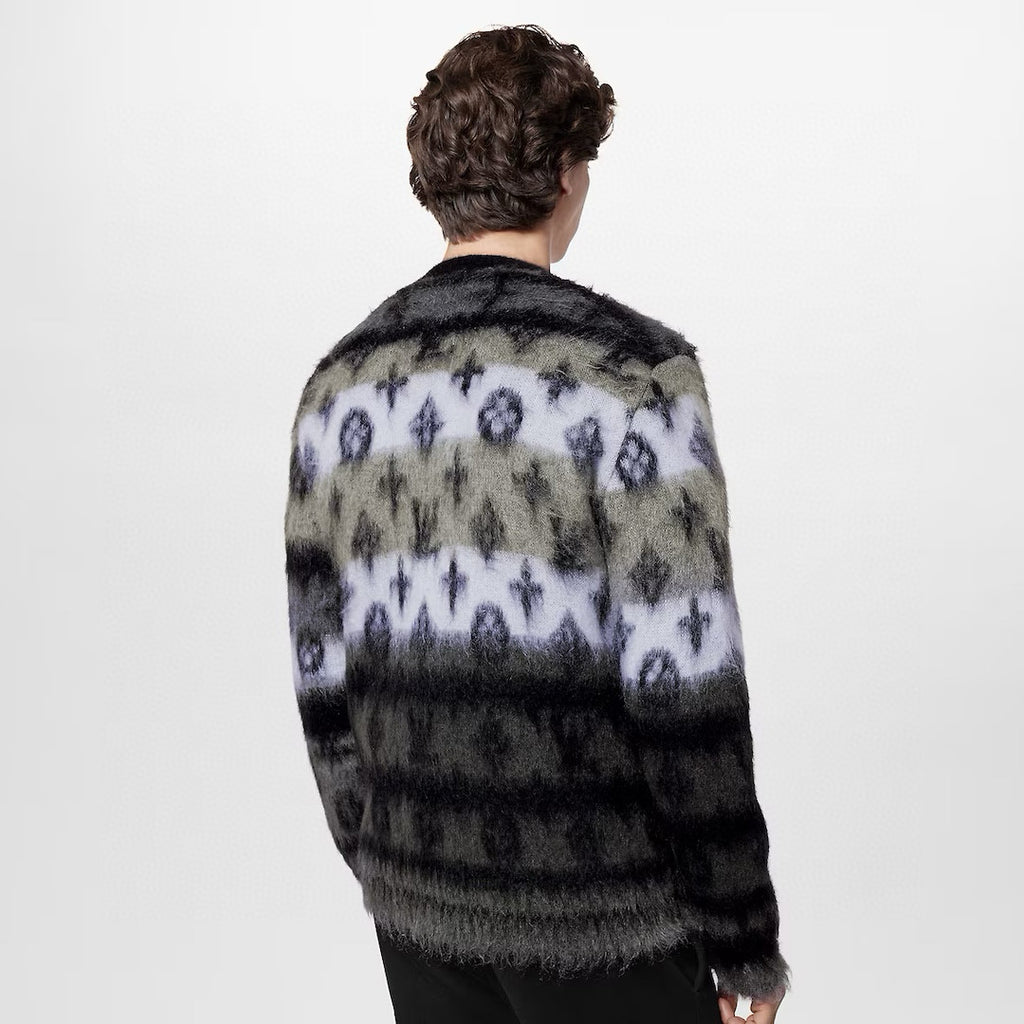 Louis Vuitton Men's Fall And Winter Black And White Jacquard Long Wool Sweater Cardigan Fashion Trend Single-breasted Long-sleeved Jacket #81626