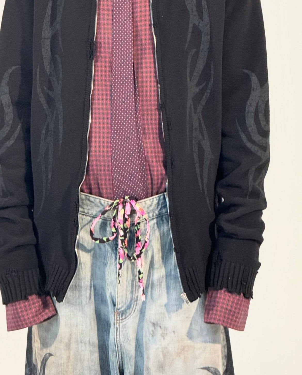 Balenciaga Men's Fall And Winter Show Models Y2k Vintage Dark Burgundy Plaid Shirt Loose Silhouette Lycra Fiber Single-breasted Lapel Shirt Jacket Ngvp #2471
