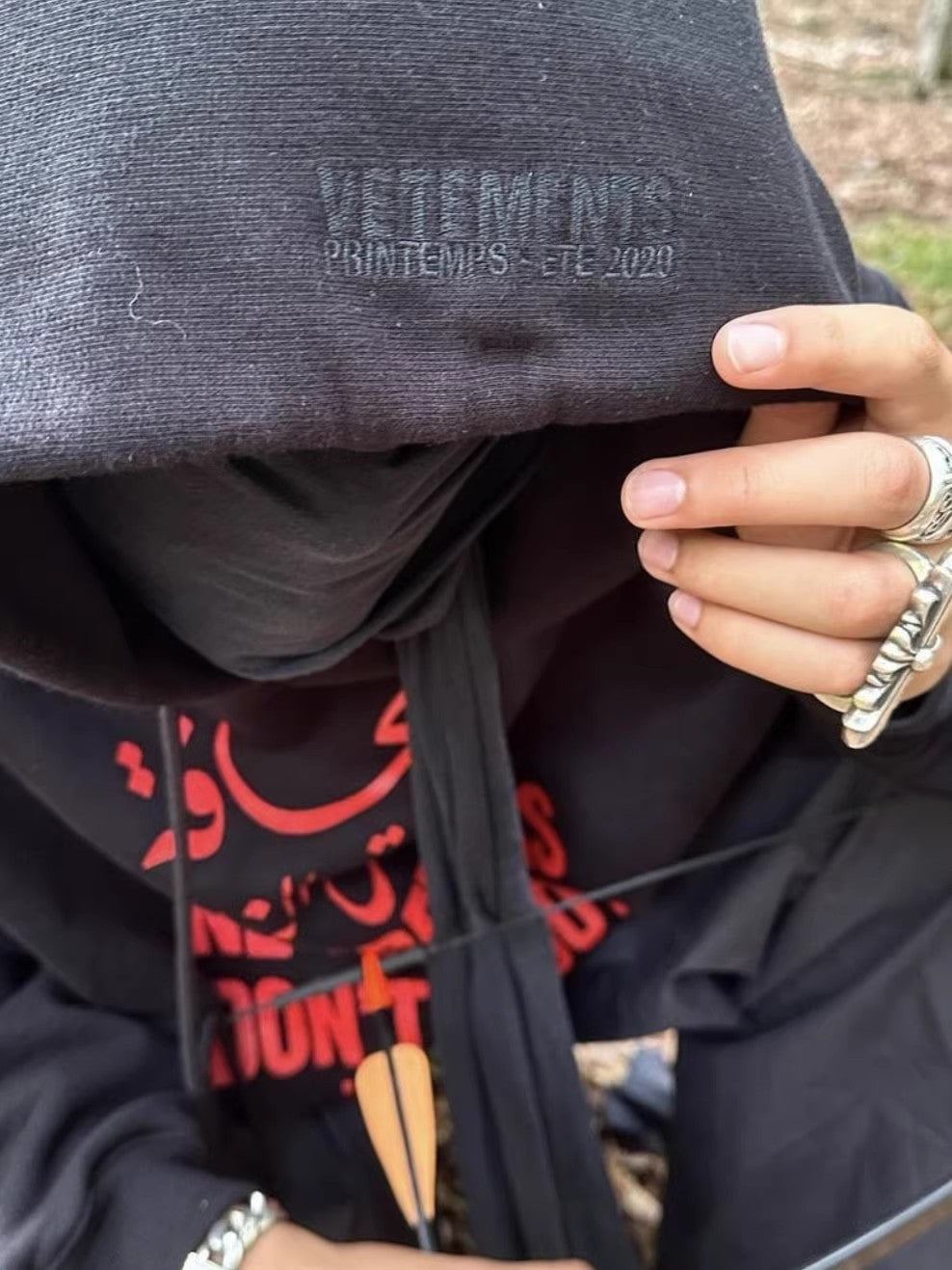 Vetements Men's Dark Style Embroidery Pullover Hoodie  Spring And Fall Fashion High Street Retro Trend Versatile Single Hooded Sweatshirt Ngvp #1175