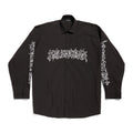 Men's Spring Summer DIY Metal Outline Engineered Black Cotton Poplin Large Silhouette Single Breasted Long Sleeve Shirt #98843