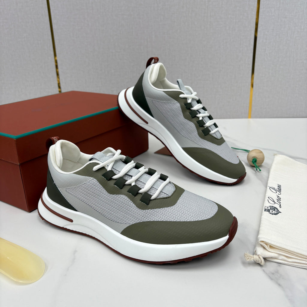 Loro Piana Week End Walk Mesh Cowhide Suede Casual Sneakers #381648