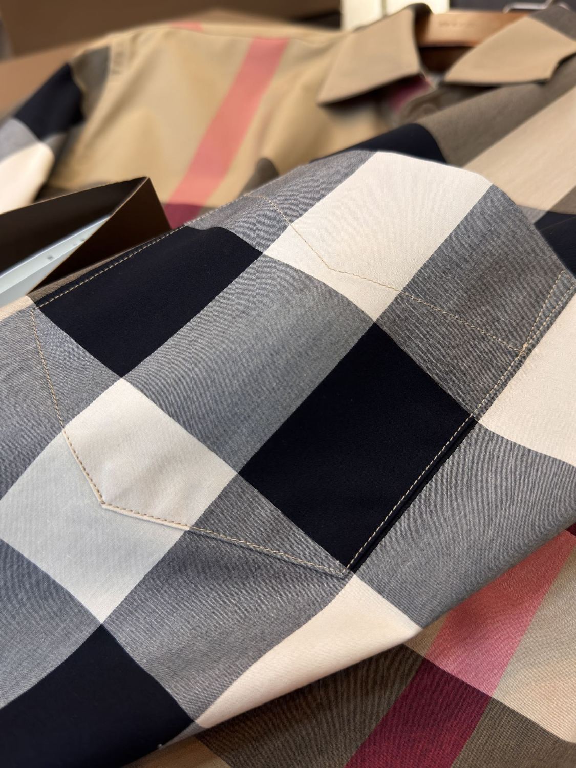 Burberry Men's Spring/Summer Checkered Print Single-Breasted Long-Sleeved Shirt #77498