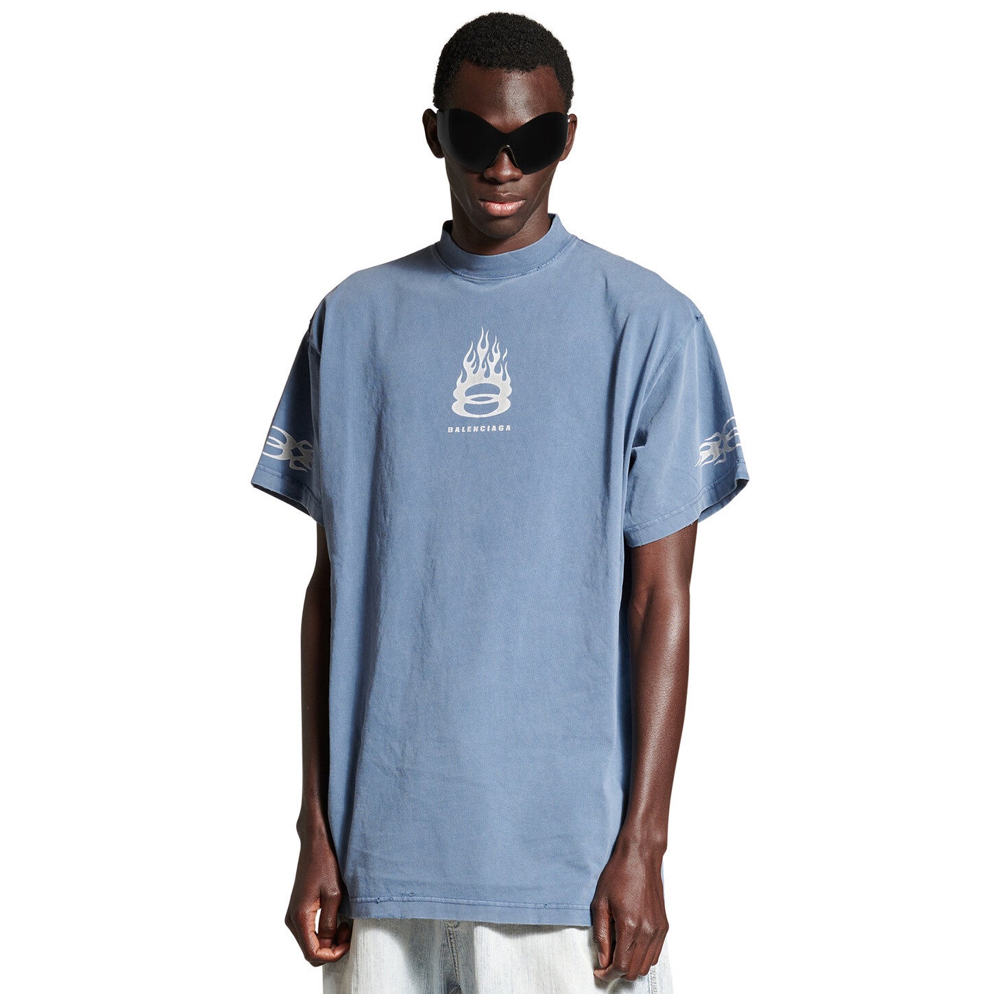 Balenciaga Men's Summer Burning Unity Light Vintage Plain Knit Large Silhouette Short Sleeve T-Shirt #99488