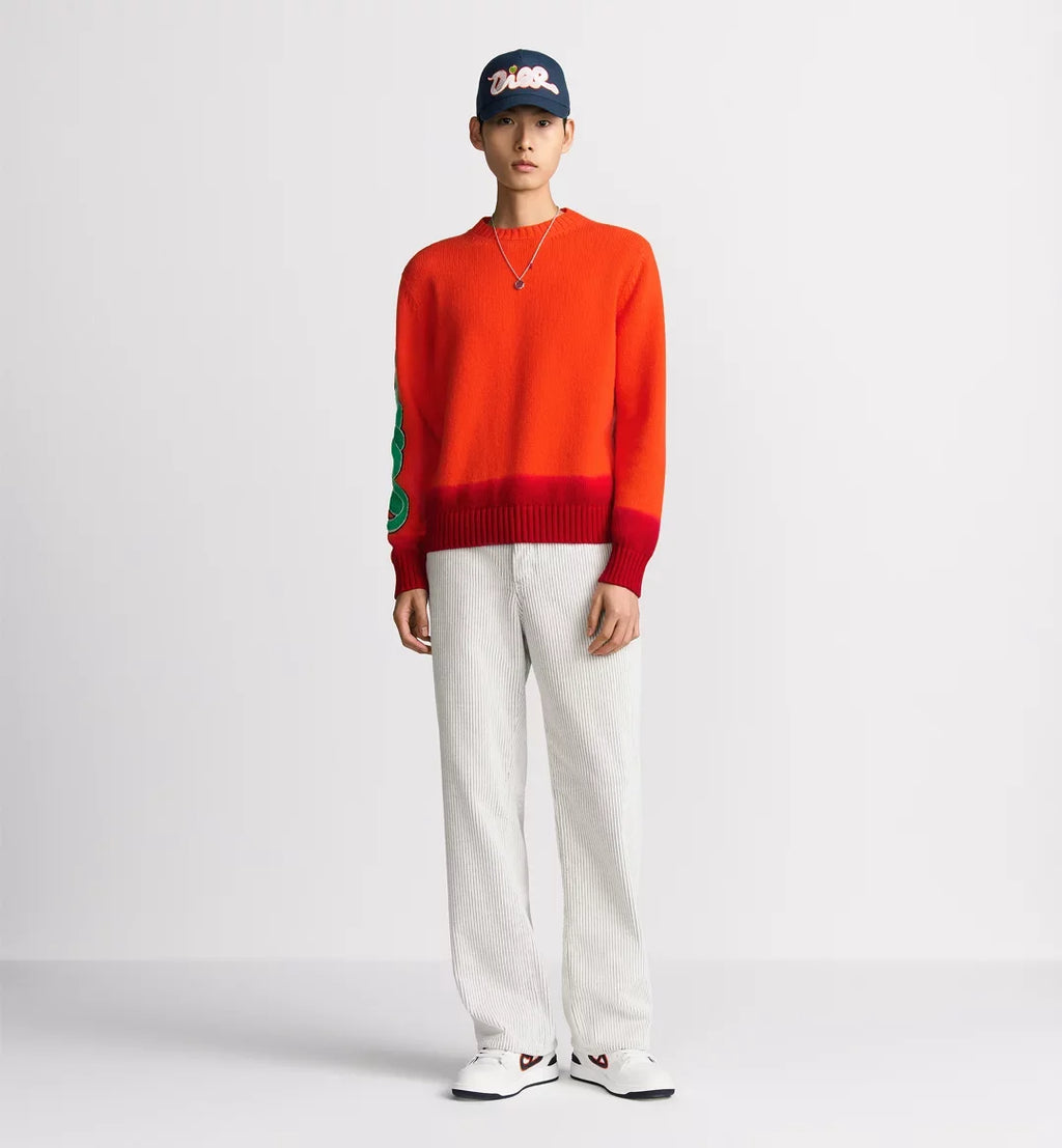 Dior Men's Dior And Kaws Sweater Spring. Fall And Winter Embroidered Crew Neck Gradient Long Sleeve Sweater #71836