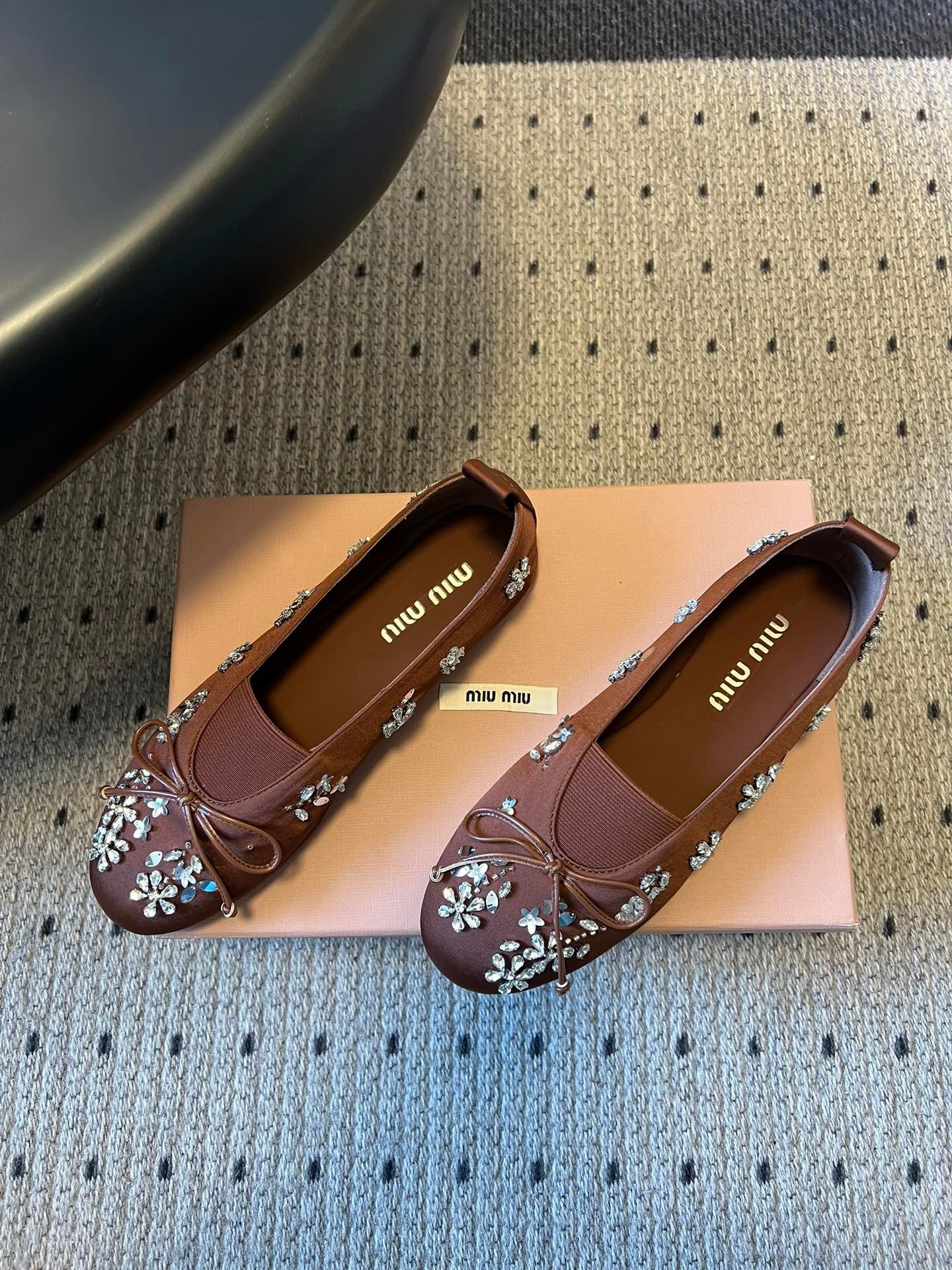 Miumiu Rhinestone Ballet Flats #336871